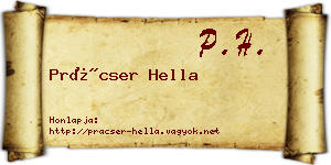 Prácser Hella névjegykártya